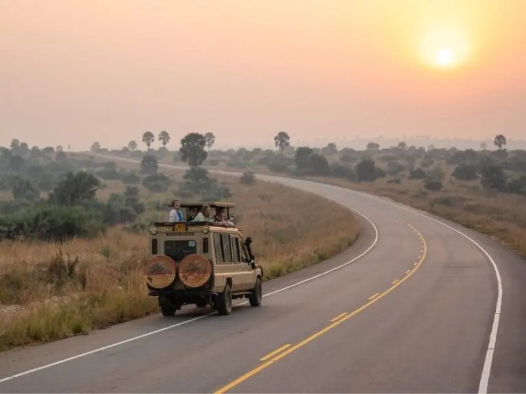 Des gens en safari en jeep en Ouganda