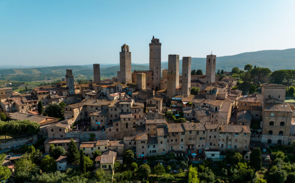 Vue panoramique de San Gimignano en Toscane vue panoramique sur San Gimignano en Toscane Vue sur San Gimignano